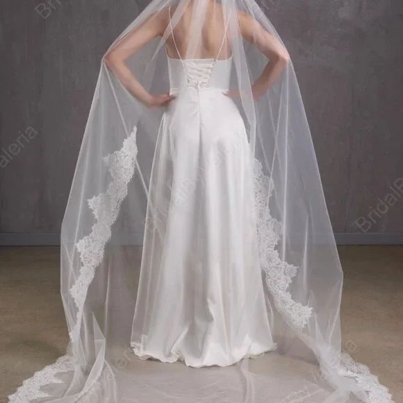 Cathedral Lace Wedding Veil - Picture 1 of 7